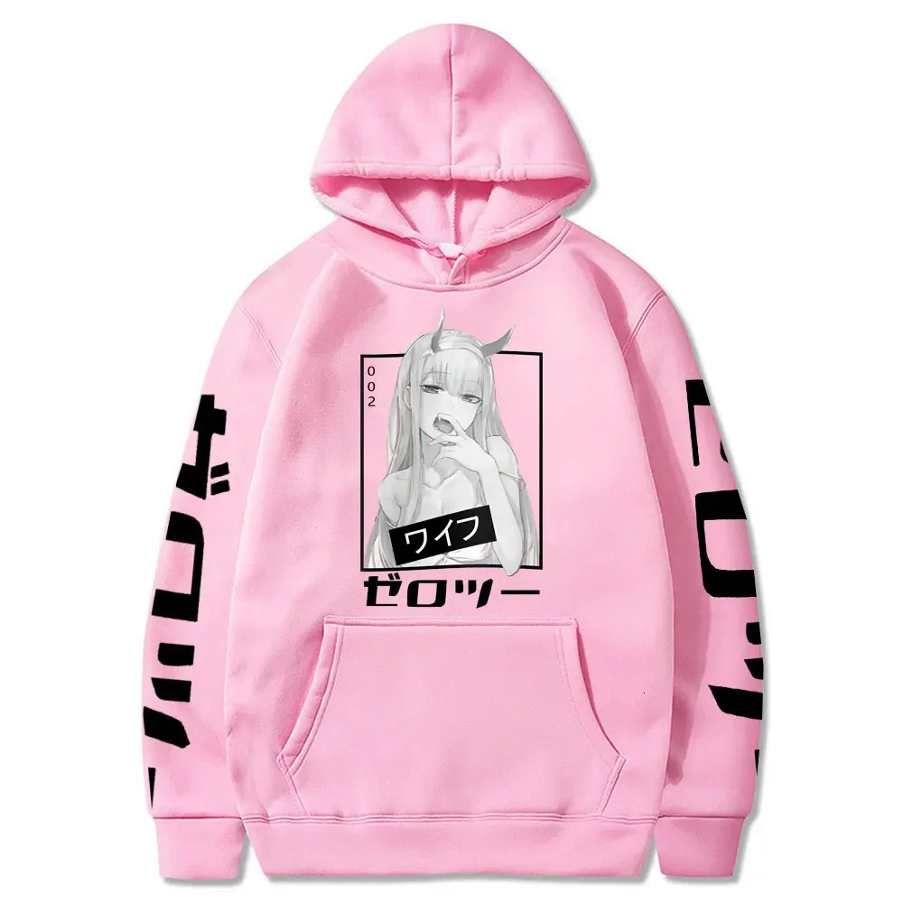Anime Darling In The Franxx Zero Two Hoodies Men Casual Harajuku Streetwear Pullover Autumn Y2K Oversized Hooded Sweatshirt Tops 240807