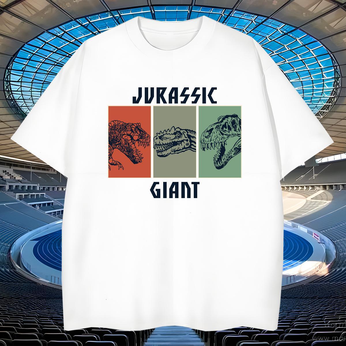 Wholesale Men Clothes T-Shirt 230g Pure Cotton dinosaur T-Shirts High Street Hip Hop Breathable Crew Neck Black White 2024 Designer Tops Tees