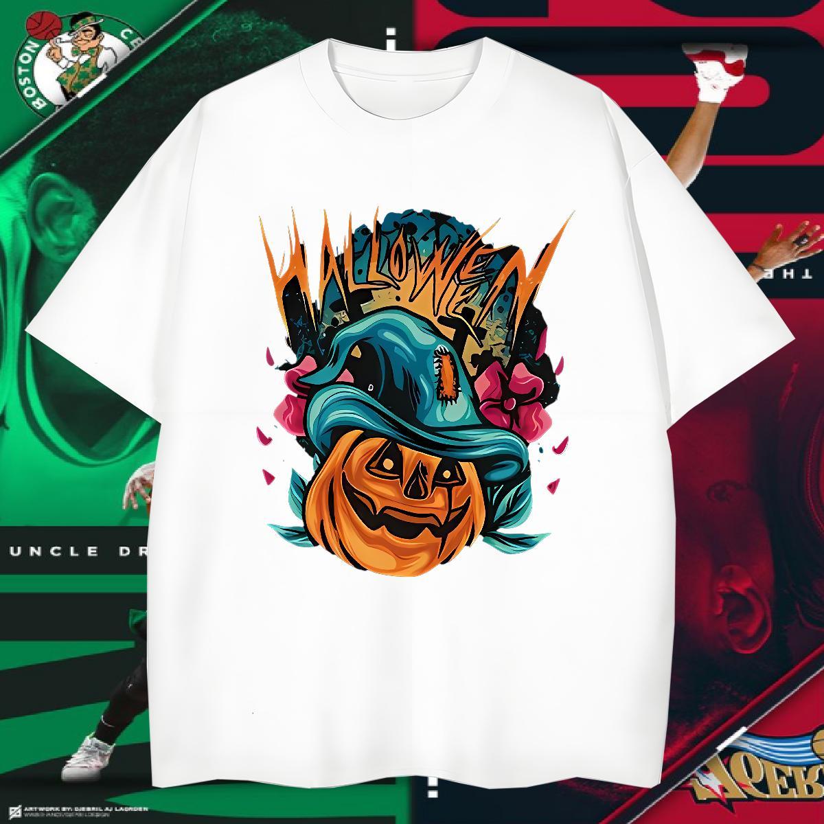 Men T Shirts 230g Cotton pumpkin Outdoor Breathable Crew Neck Anime Print Couples T Shirts Fashion Casual Brand Tees Shirts