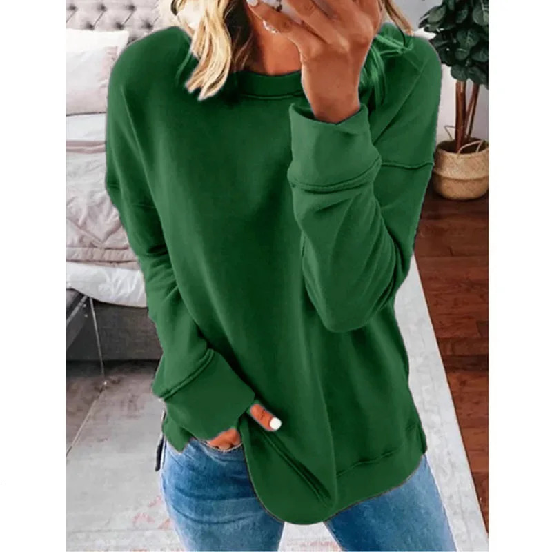 Autumn Women Clothing Women Top Loose Casual Crewneck Long Sleeve T Shirt 240806