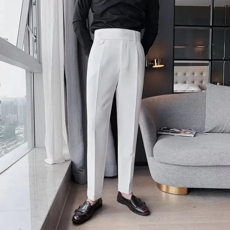 Mens Straightleg Highwaisted Casual Suit Pants Highend Feelslims You Smooths Your Silhouette Spring Summer 240806