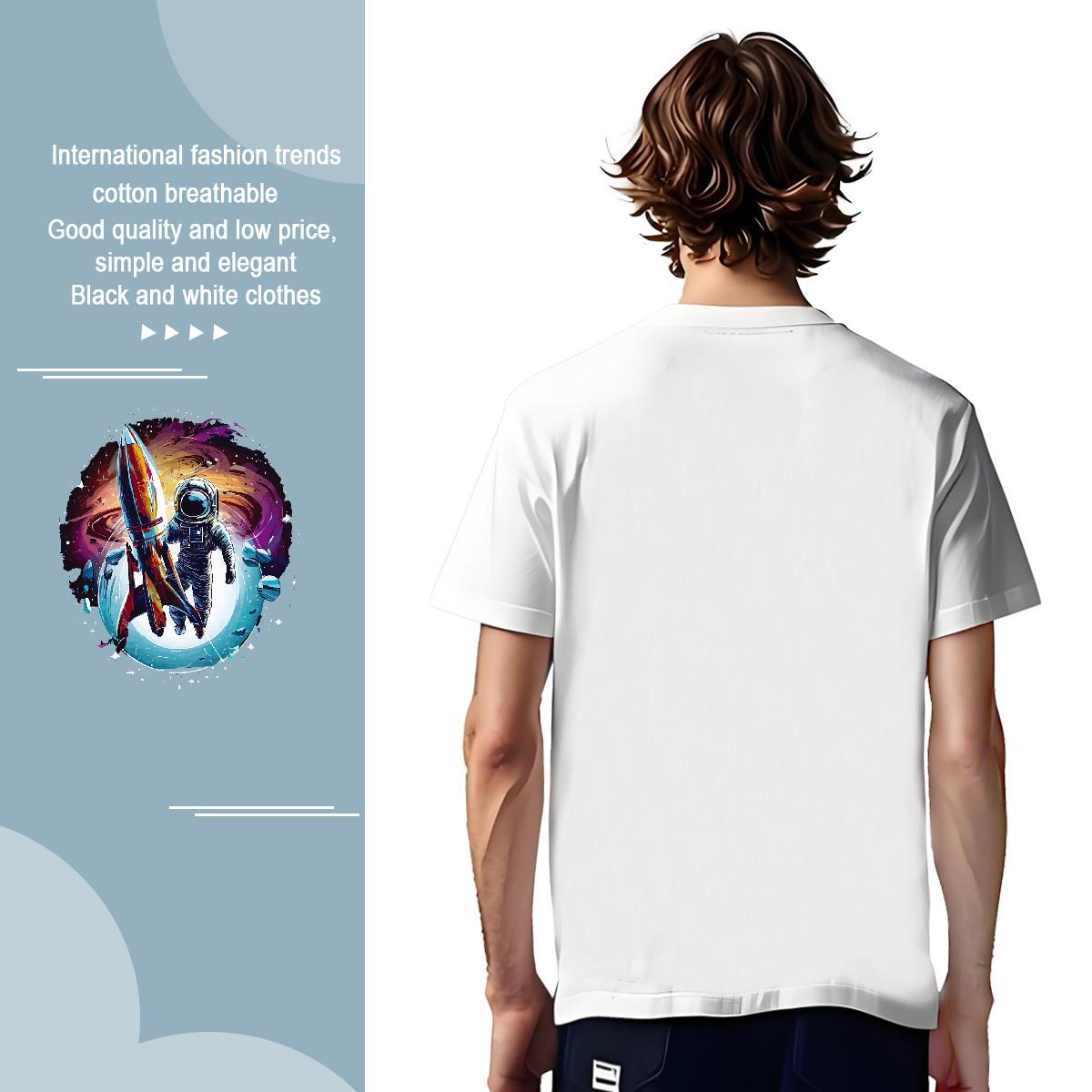 Mens T Shirts 230g Pure Cotton universe Casual Beach Breathable Short Sleeve Black Oversized Couples T Shirts Custom Loose Tshirts