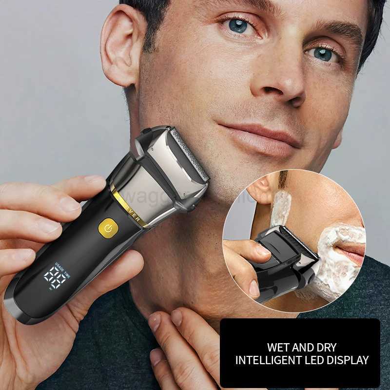 Powerful Electric Shaver For Men Wet Dry Facial Electric Razor Beard Foil Shaving Machine Men Grooming Set RechargeableXJ240806