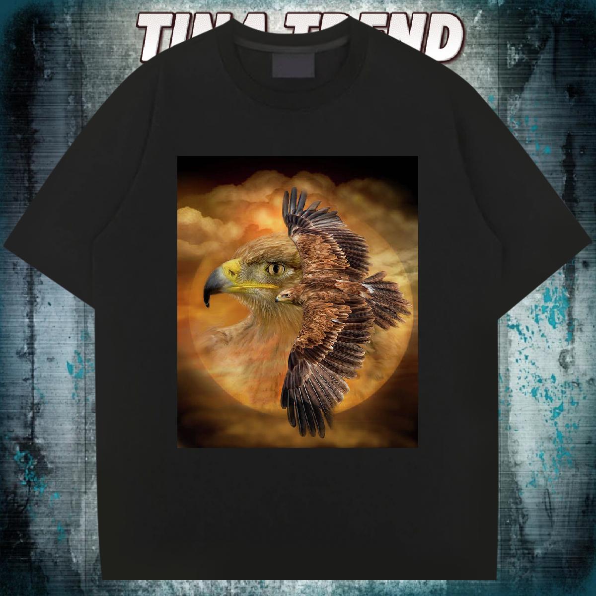 2024 DIY T shirt 230g Cotton eagle Summer Casual Tops Shirt Breathable Short Sleeve TOP Quality Tshirt for Man Woman Skull