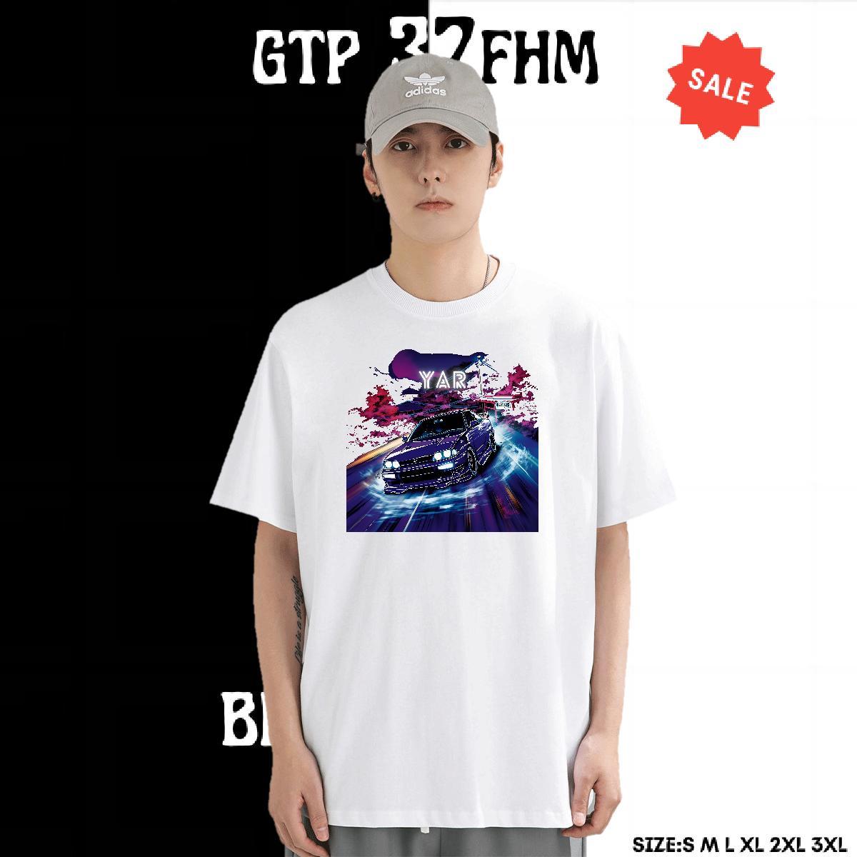 Free Shipping Couples T Shirts 230g Pure Cotton Street Casual car Cartoon Printing L-4XL Crew Neck Casual New T Shirts Men Tshirts