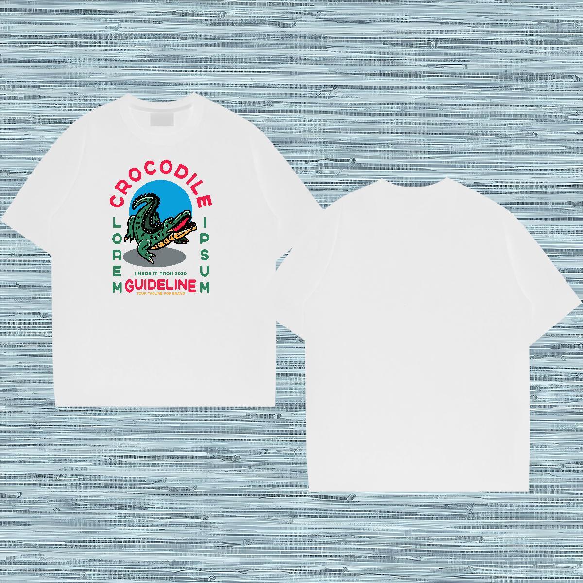 Casual New T Shirt For Man 230g Pure Cotton crocodile Home Outdoor Clothings Short Sleeve O-Neck High Quality Men Tshirts Floral Print