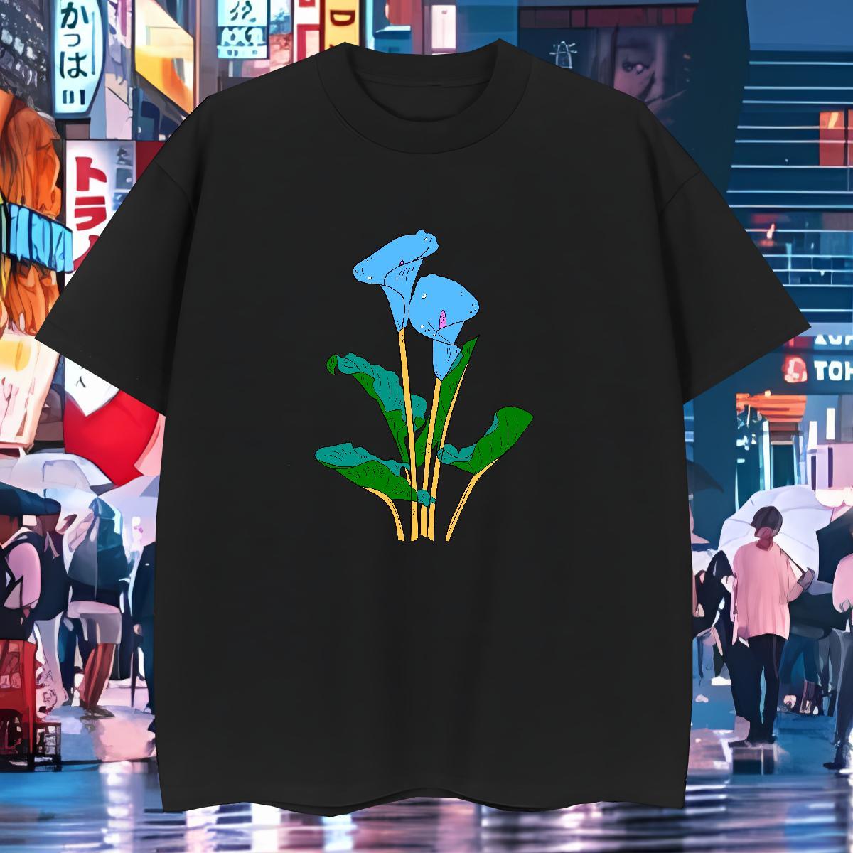 T-Shirts 230g 100% Cotton flower Sport Breathable Short Sleeve Cartoon Printing L-4XL Men Tshirts Factory Direct Free Shipping Tops Tees