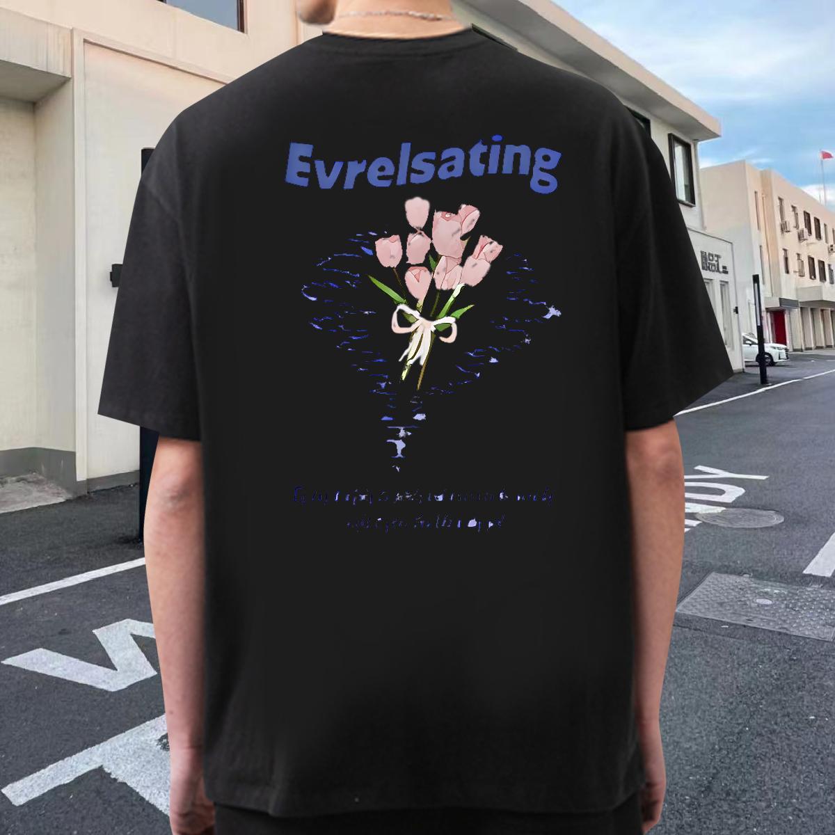 Fashion Design T Shirt For Man 100% Cotton 230g flower Sports Casual Tops Pure Cotton Wholesale Tshirts Cartoon Print