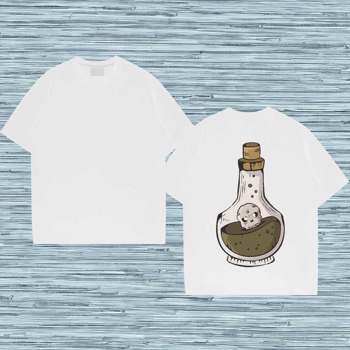 Casual New T Shirts Men 230g Pure Cotton bottle Sport Tee Shirt Crew Neck Soft Men Tops Tees Black White