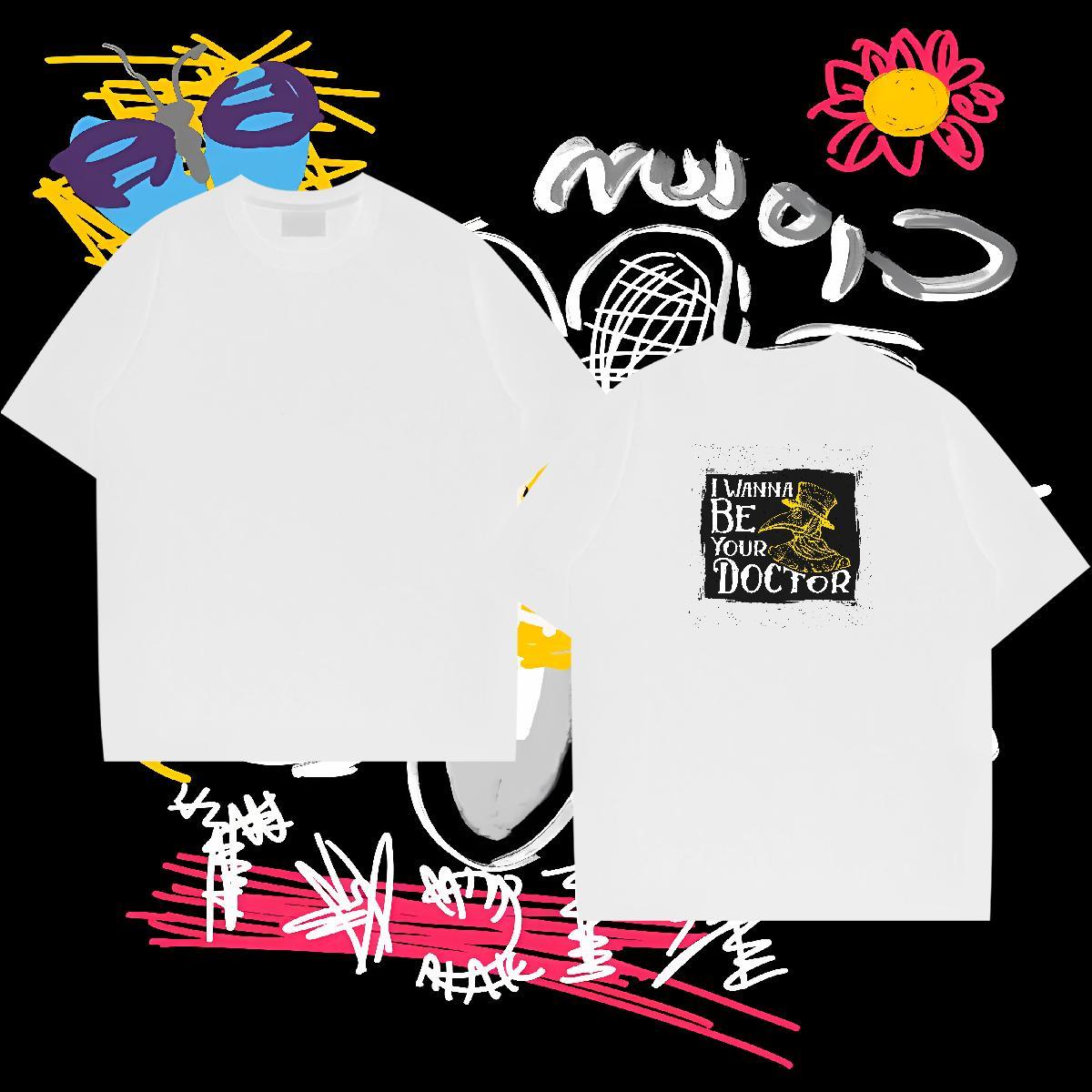 DIY Man T Shirts 230g Cotton bird Anime Printing Street Wear Pure Cotton Cool Couples T Shirts Plus Size Custom