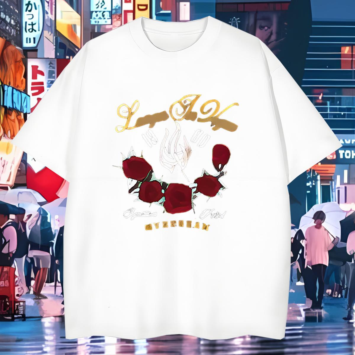 Brand Mens T Shirts 100% Cotton 230g ROSE Casual Beach Top Tees Short Sleeve O-Neck Designer Men Tshirts Plus Size Cartoon