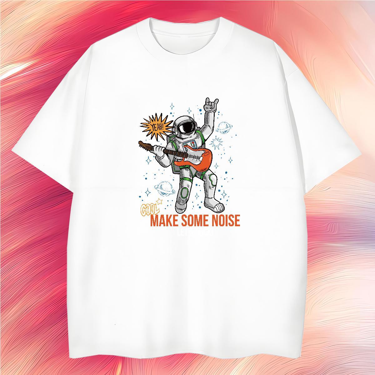 T Shirt For Man 230g 100% Cotton cosmonaut Street Crew Neck Custom Printed Men Tshirts Fashion Popular Tops Tees