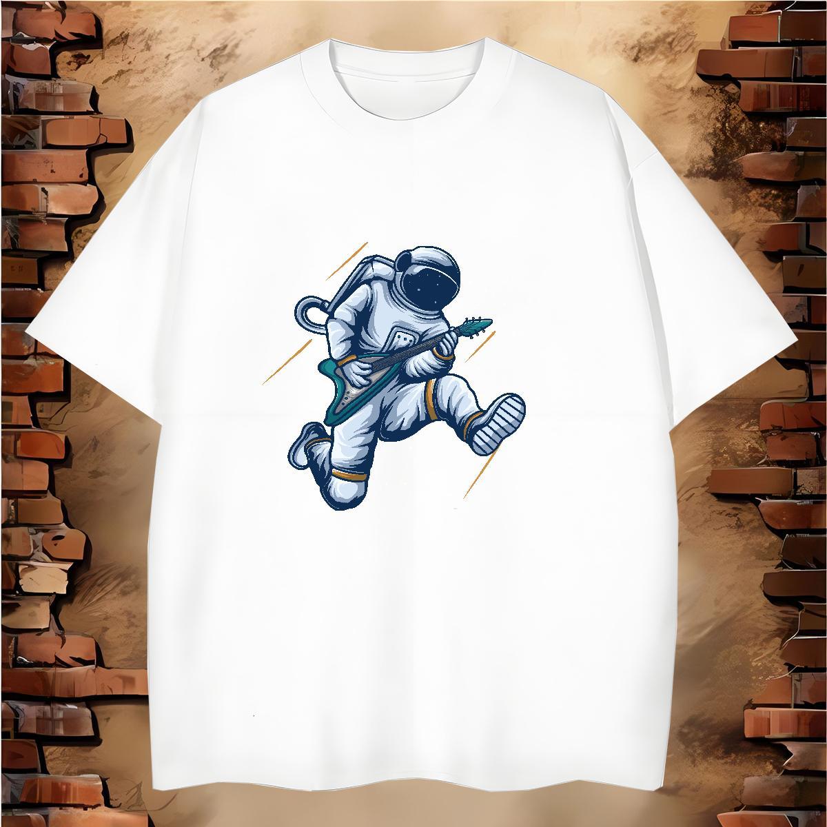 T shirt 230g 100% Cotton cosmonaut Casual Beach Round Neck Short Sleeve DIY Printed Tshirts 2024 New High Quality Clothings