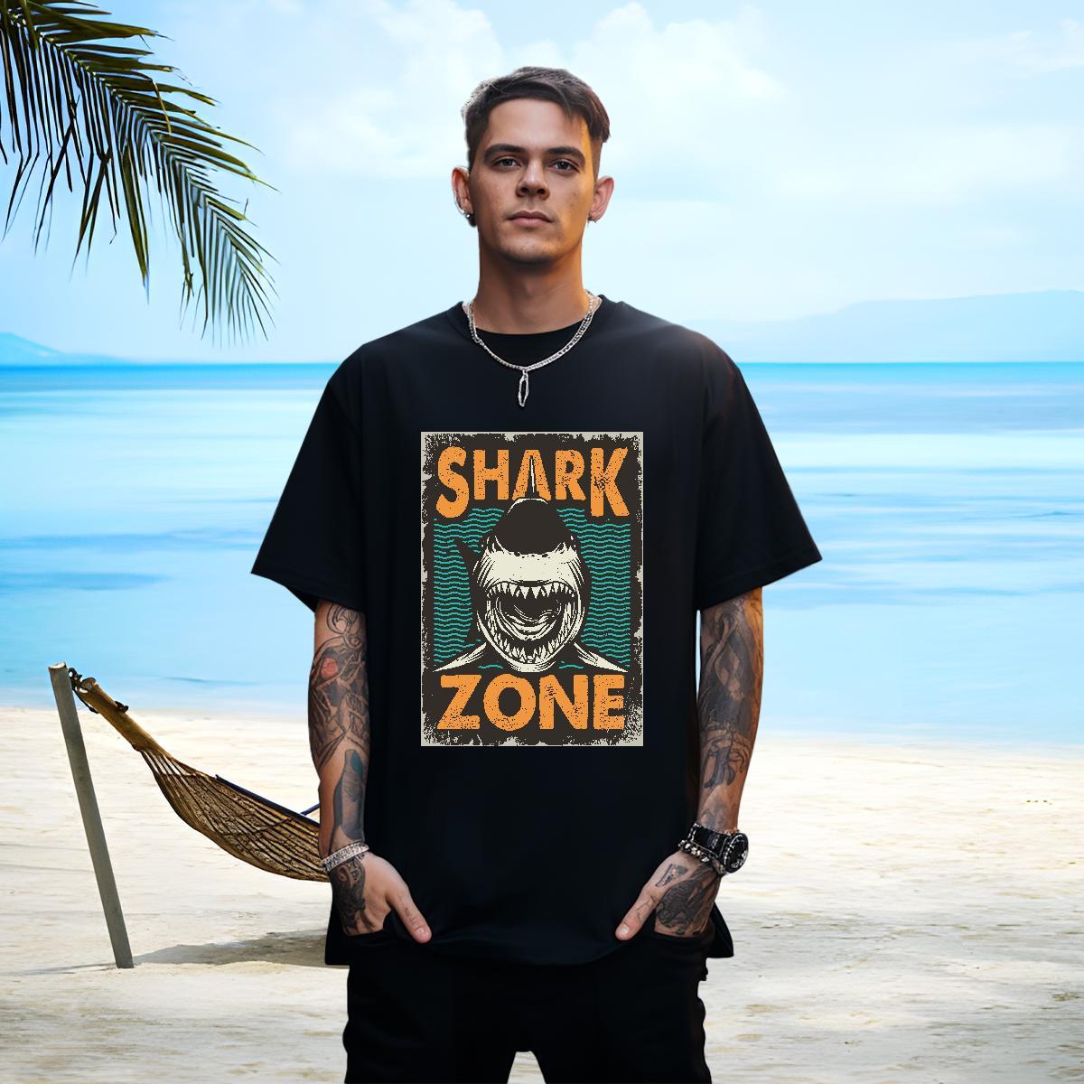 Cool Men Tees 230g Pure Cotton fish Man T Shirts Casual Breathable Short Sleeve Anime Fashion Design Tees Shirts