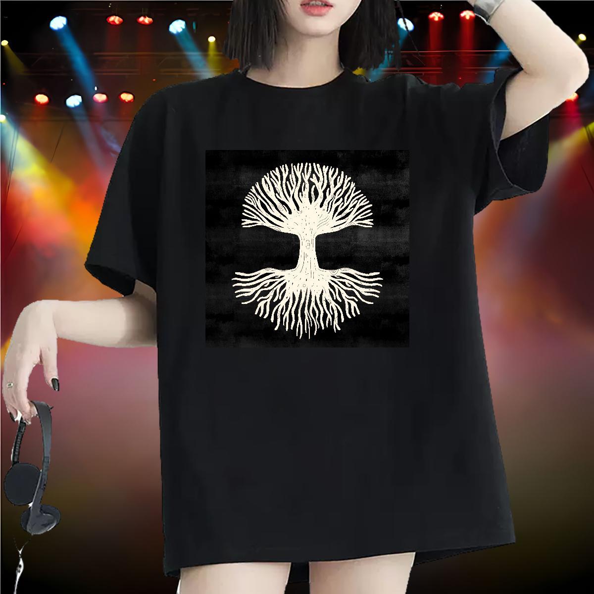 Lady Womens T Shirts Comfortable Woman Tshirt Black Oversized tree Casual Daily Wear 100% Cotton 230g TOP Quality Tees
