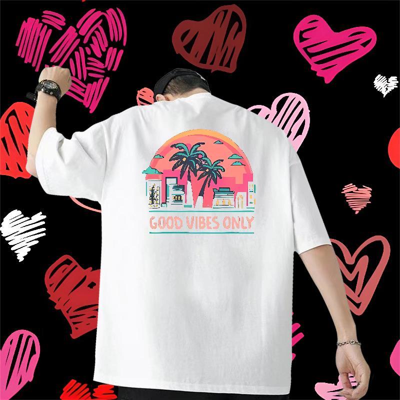Brand T-Shirts for Men 230g Cotton tree Casual Beach Clothings Breathable Short Sleeve Popular Mens Tshirts Custom Print Plus Size