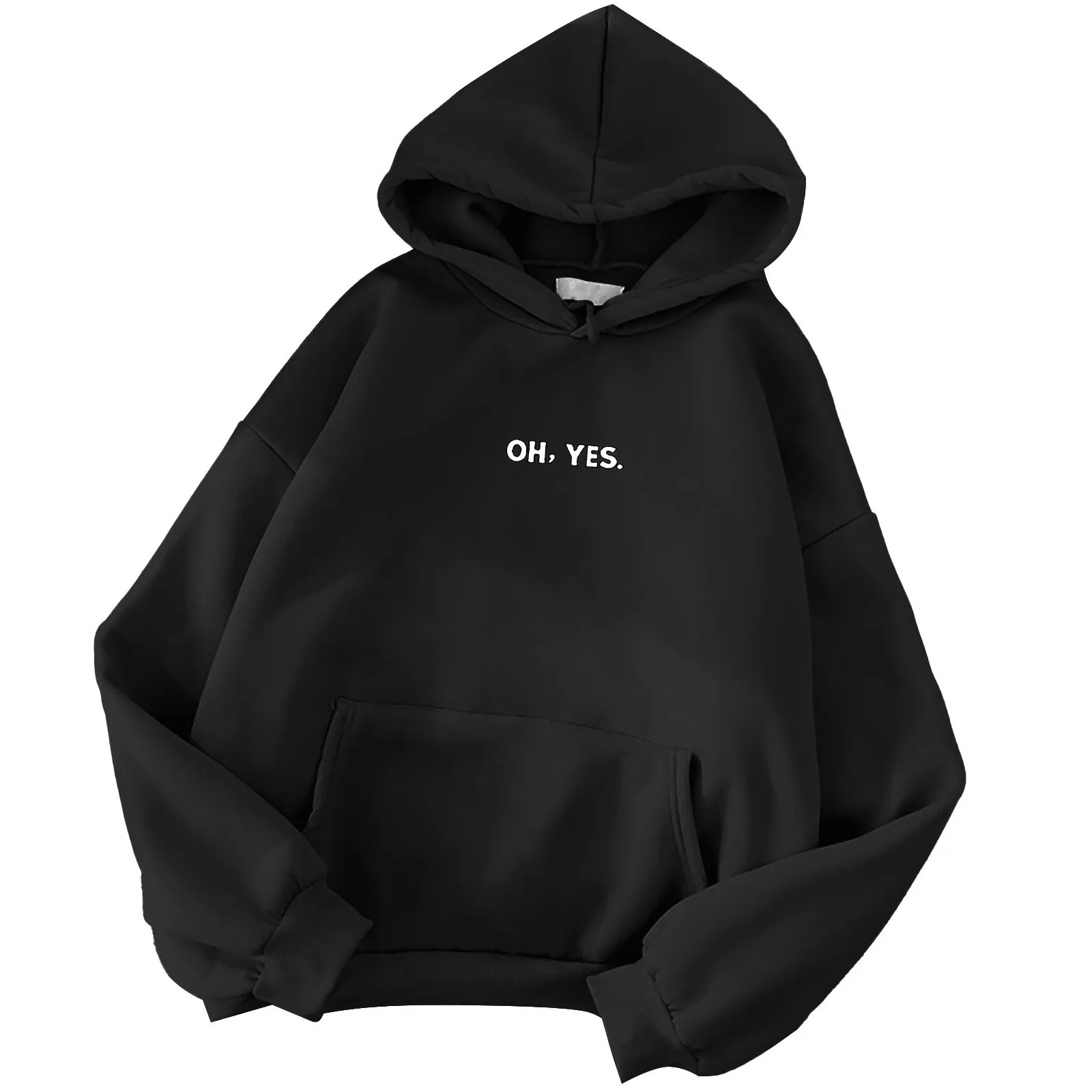Womens Casual Loose Fashion Letter Printed Autumn And Winter Hoodie With Fleece Loose Fleece Hoodie Streetwear Hoody Female 240806