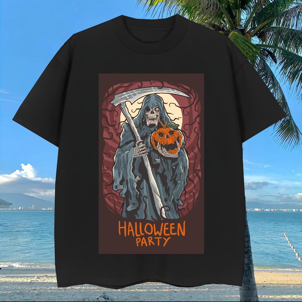 New Arrival Man T Shirts 230g Cotton Halloween Summer Casual Tees Breathable Short Sleeve High Quality Men Clothes T-Shirt Custom Big Size