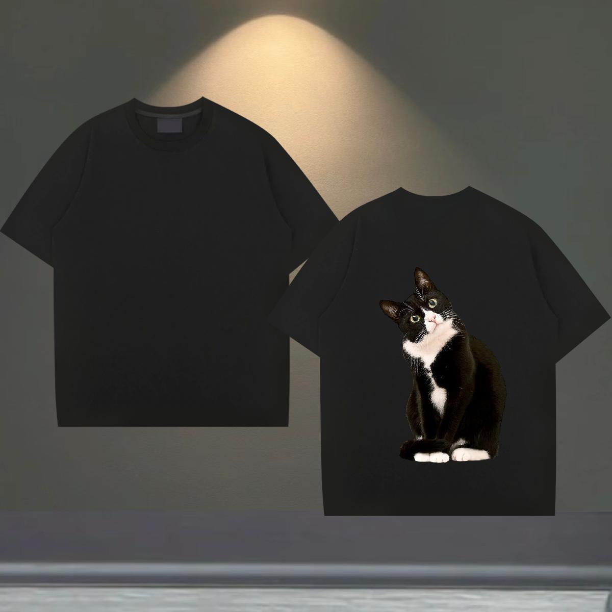 Designer Fashion Man T Shirts 230g Pure Cotton cat Casual Tops Shirt Short Sleeve O-Neck Free Shipping Couples T Shirts Custom Printing