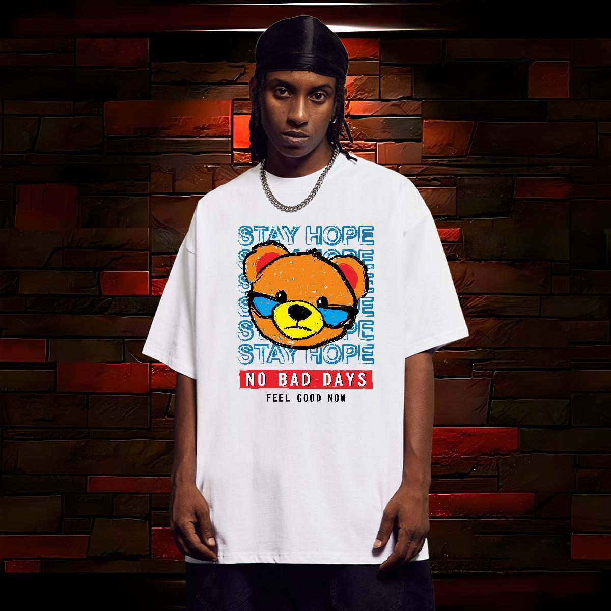 Men T Shirts 230g Cotton bear Sports Casual Breathable Anime Men Tops Tees Factory Direct Soft Tee Shirt