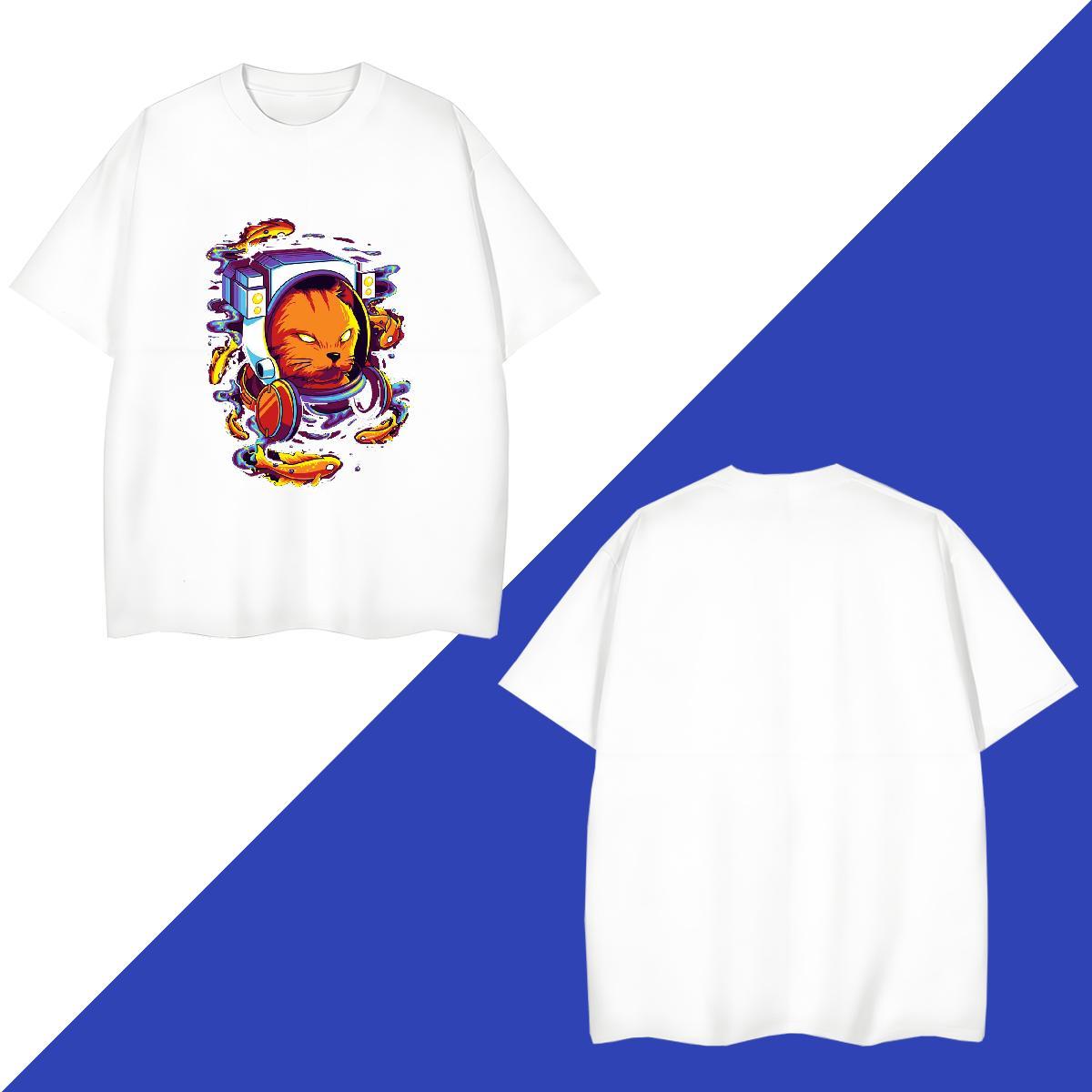 Free Shipping T Shirts Men 100% Cotton 230g cute Hip Hop Tees Breathable Short Sleeve Loose Couples T Shirts Custom Anime