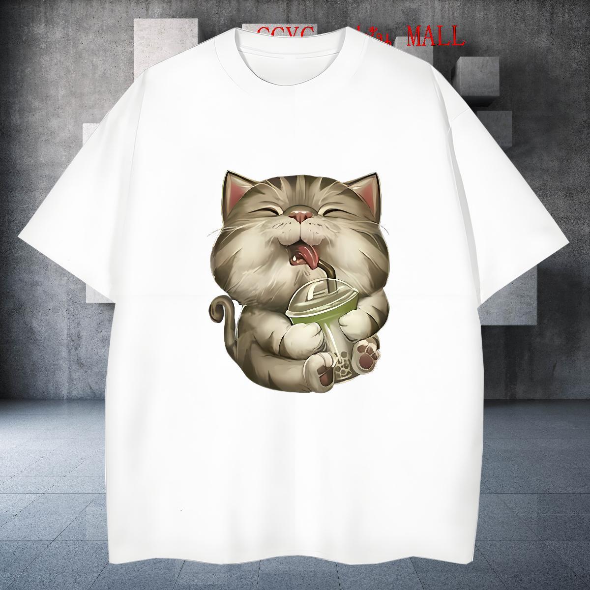 Cool Design Men Tops Tees 100% Cotton 230g Sport cat Oversized 3XL 4XL Pure Cotton 2024 DIY Man T Shirts Tshirts