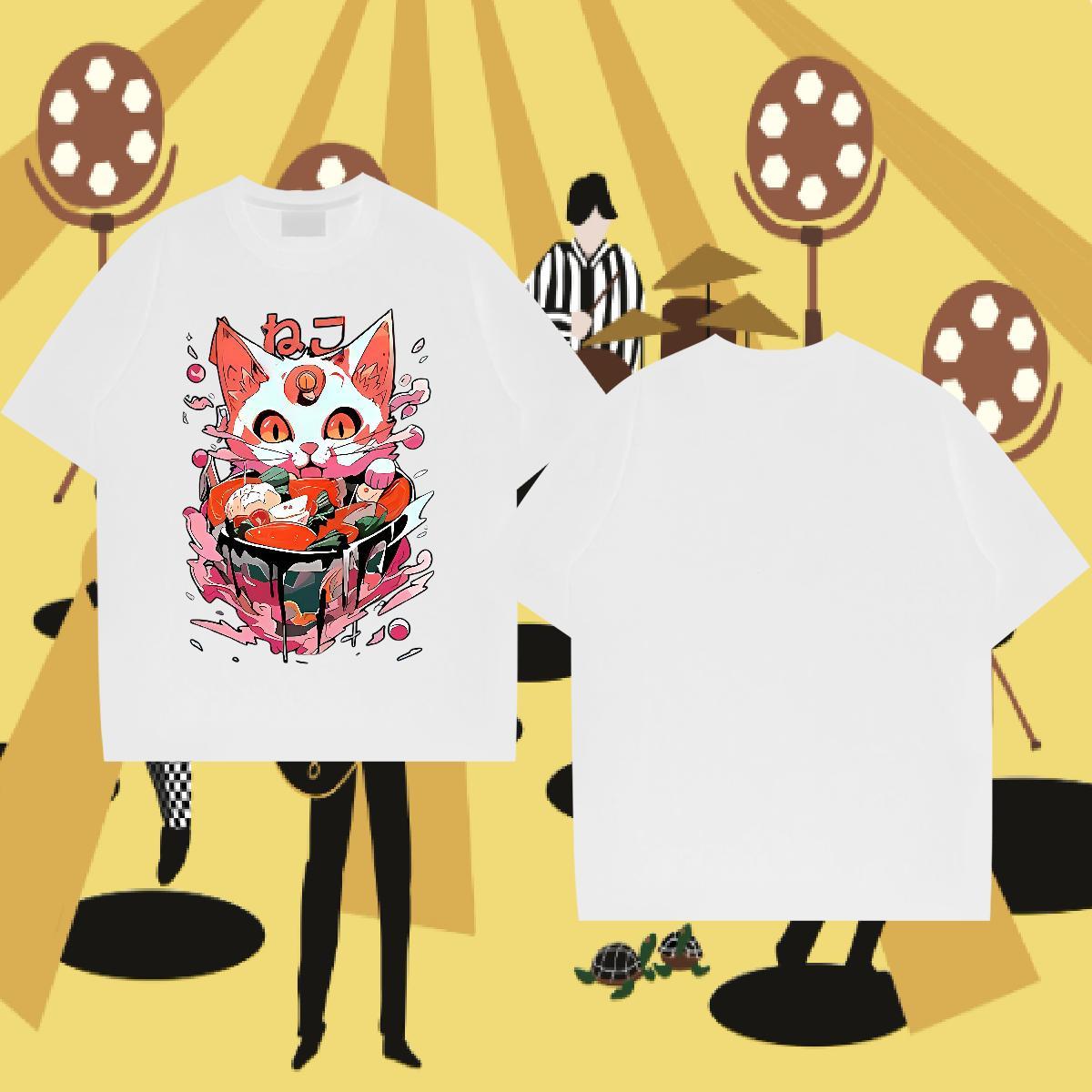 DIY T-Shirts 230g Cotton cat Sports Casual Top Tees Breathable Comfortable Couples T Shirts Custom Printed