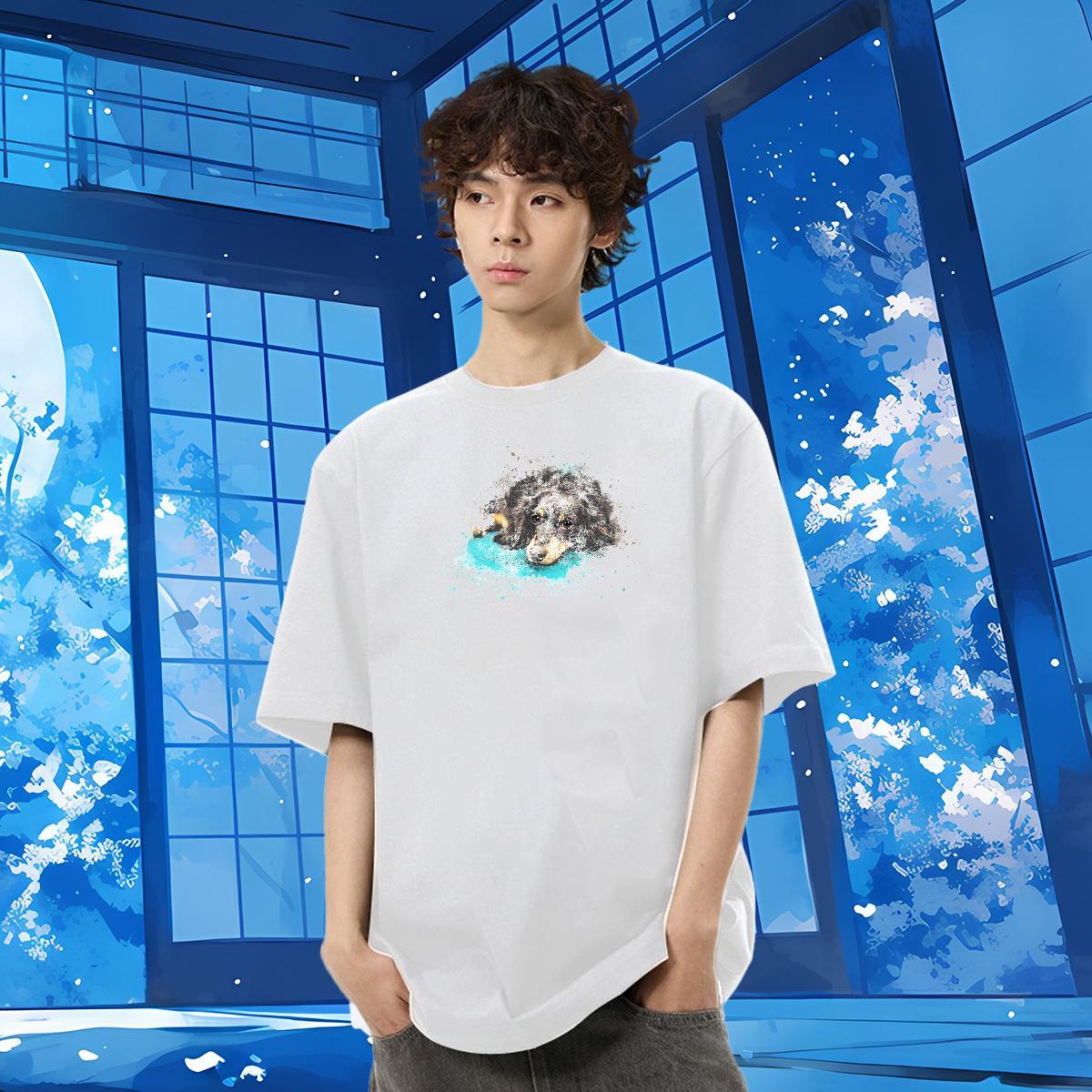Factory Direct Mens T Shirts 230g Cotton dog Daily Outfit Tops Shirt Short Sleeve Soft Free Shipping Tshirts Custom Anime