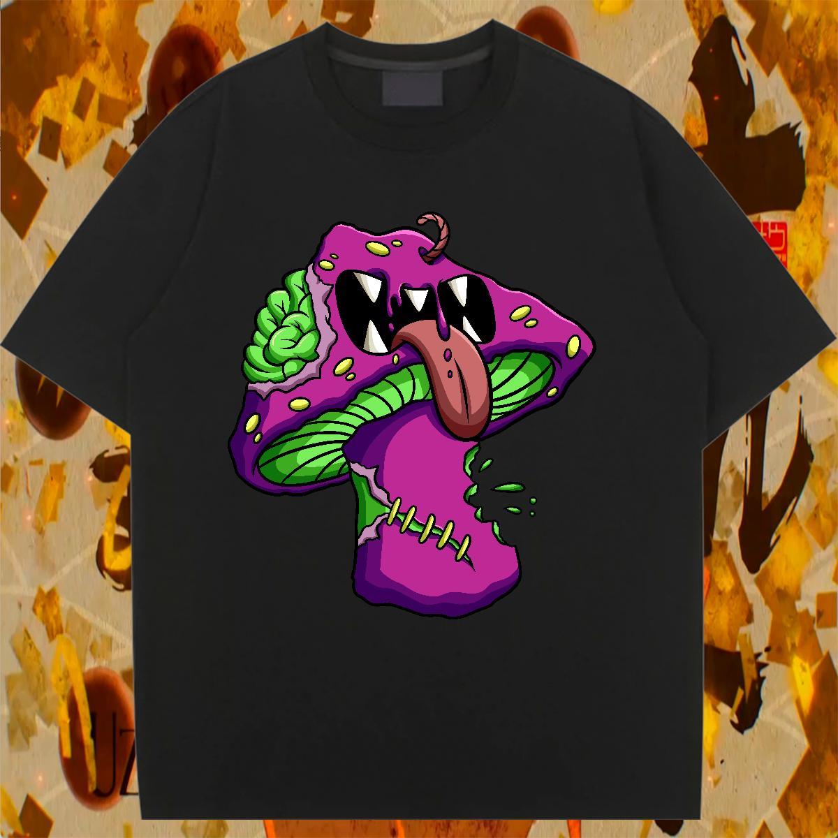 Unisex Woman T Shirts Breathable Short Sleeve Woman Tshirt Anime Oversized mushroom Sports Street Wear 230g 100% Cotton New Arrival Tee Shirt