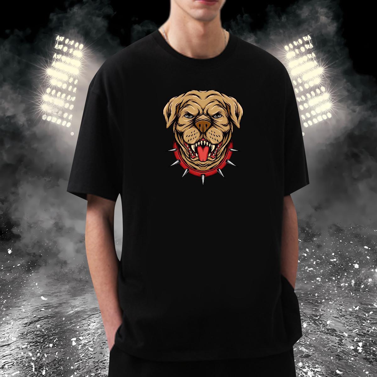 New Designer T Shirt For Man 230g Cotton dog Street Wear Tops Tees Breathable Crew Neck High Quality Men Clothes T-Shirt Anime Print