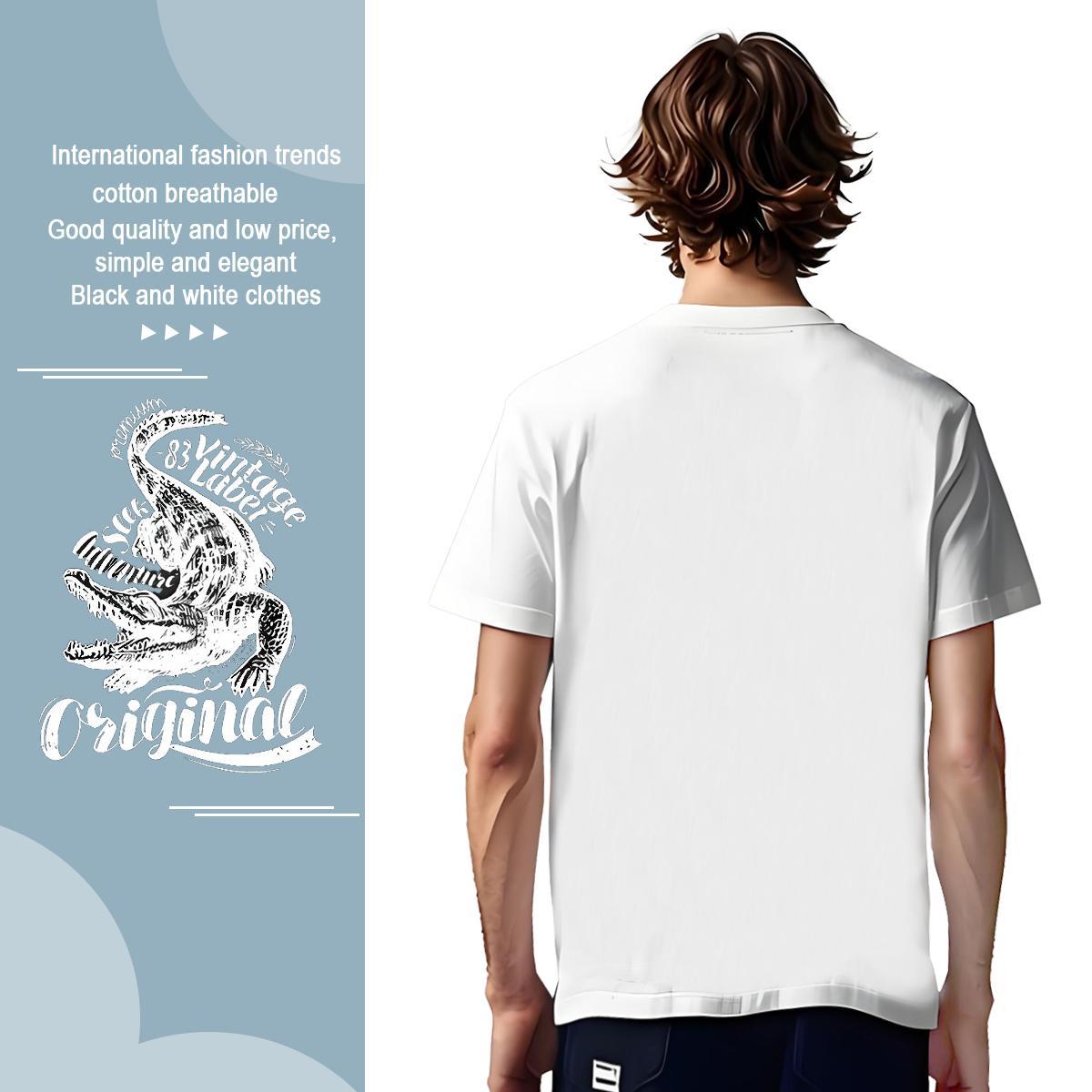 T shirt 230g 100% Cotton crocodile Spring Summer Breathable Soft Oversized Men Tops Tees 2024 Wholesale Tee Shirt