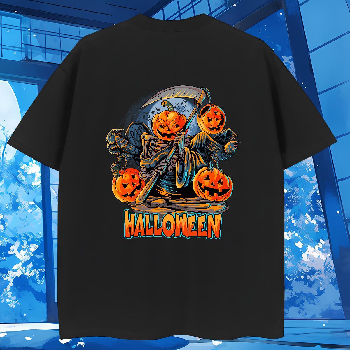 2024 DIY T Shirt For Man 230g Cotton Halloween Sport Tshirts Breathable Classic Men Tees Custom Big Size