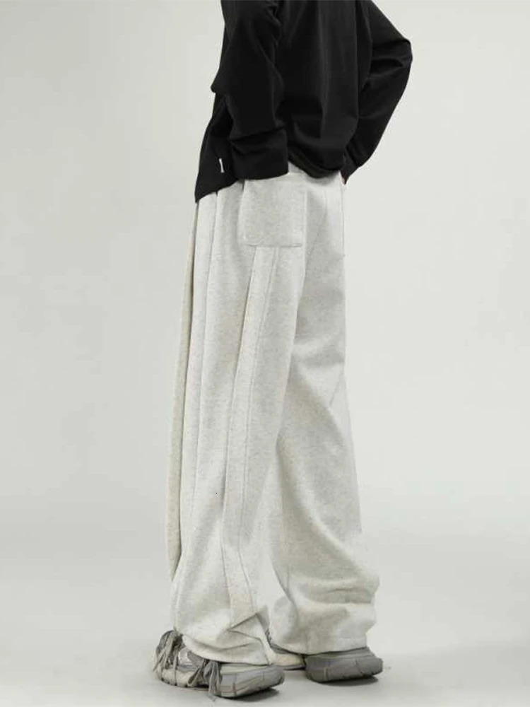 HOUZHOU Wide Leg Sweatpants Men Oversize Gray Sports Pants Sportswear Casual Trousers Male Loose Korean Streetwear Hip Hop 240806