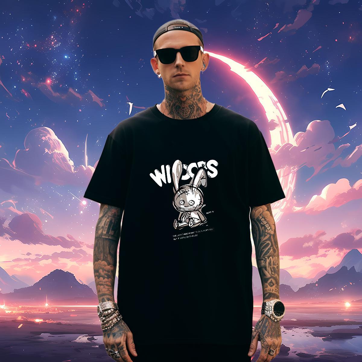 Man T Shirts 230g Pure Cotton rabbit Beach Breathable Short Sleeve White Plus Size Men Tees 2024 DIY Popular Polos