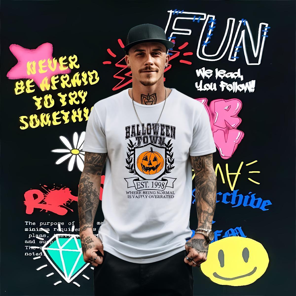 Designer Fashion Men T Shirts 230g Cotton pumpkin Sport Tshirts O-Neck Short Sleeve Free Shipping Men Tops Tees DIY Printed
