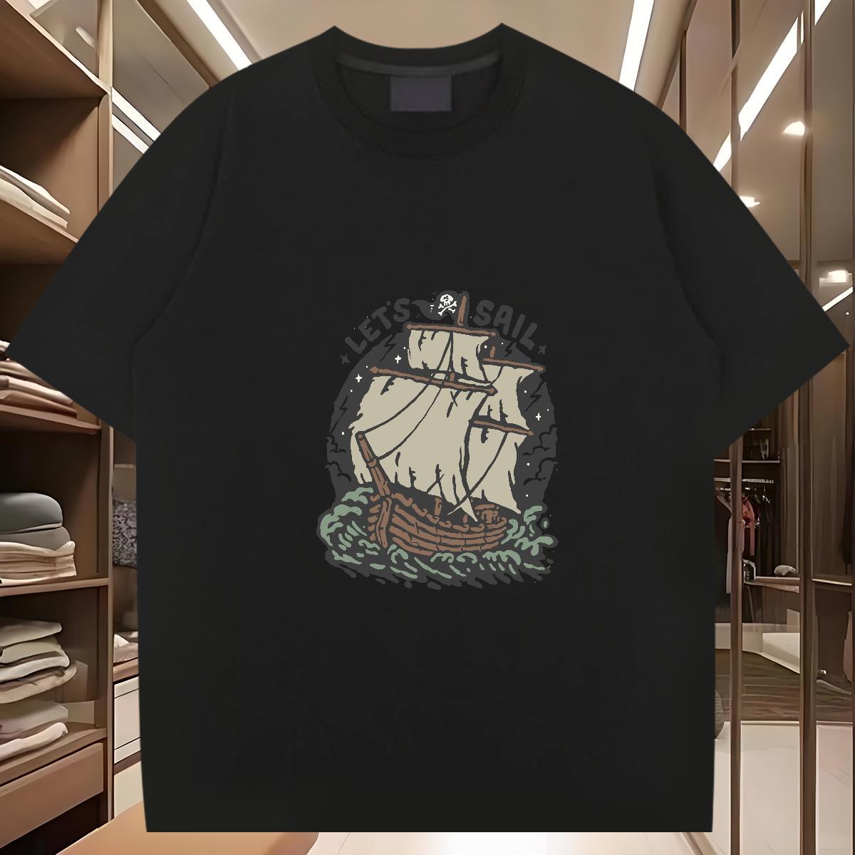 T shirt 100% Cotton 230g painting Summer Casual O-Neck Short Sleeve Black Oversized Men Tops Tees Fashion Casual Unisex Clothes