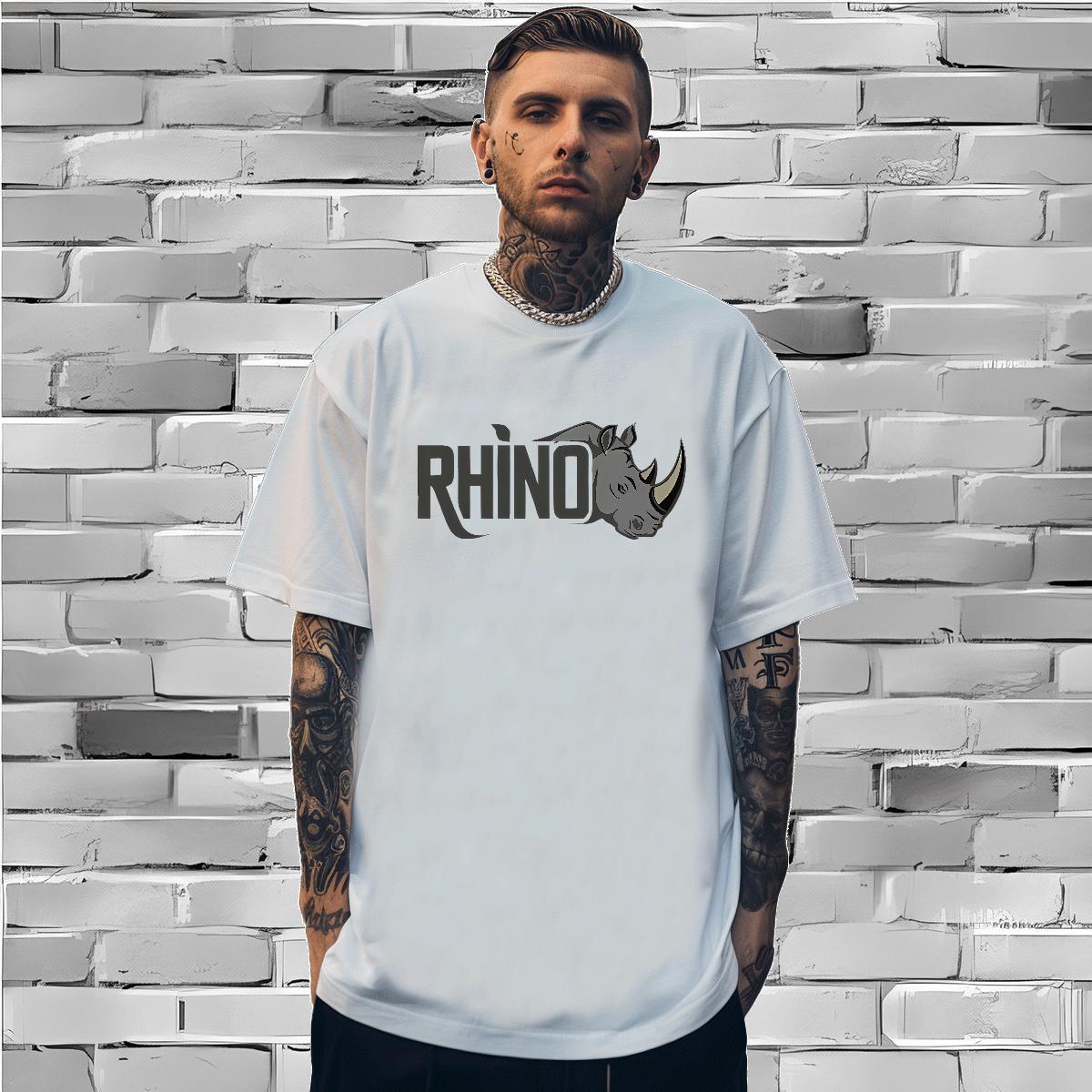 Men T Shirts 230g Cotton rhinoceros Beach O-Neck Short Sleeve Custom Cartoon Men Tshirts Fashion Design Cool Design Top Tees