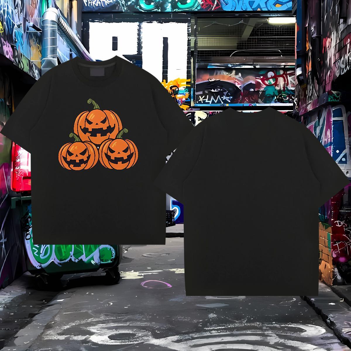 DIY Mens T Shirts 230g 100% Cotton halloween Street Top Tees Breathable Crew Neck Comfortable Men Clothes T-Shirt Custom Print Plus Size