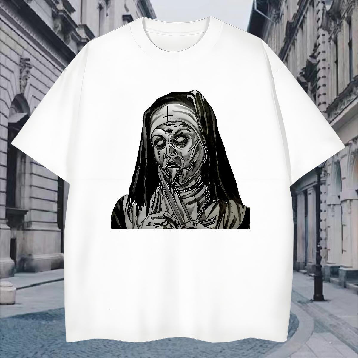 T-Shirts 230g 100% Cotton horrific Summer Casual Breathable Short Sleeve Anime Men Tshirts 2024 DIY Popular Tops Tees