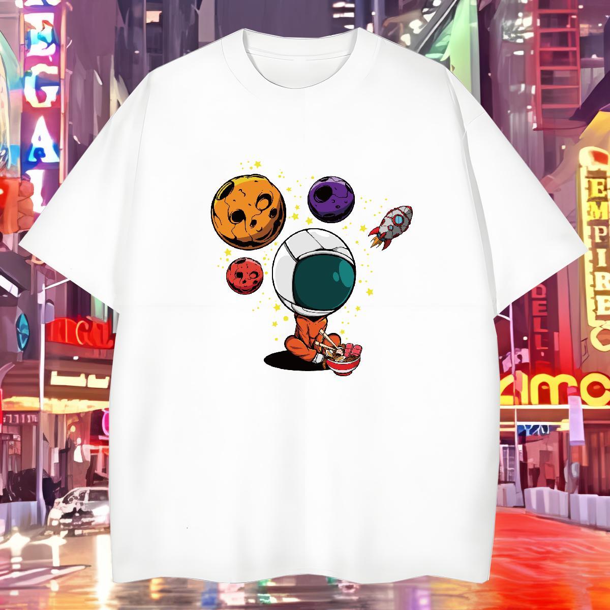 T Shirt For Man 100% Cotton 230g universe Beach Round Neck Short Sleeve Skull Couples T Shirts DIY Customized Designer Tops Shirt