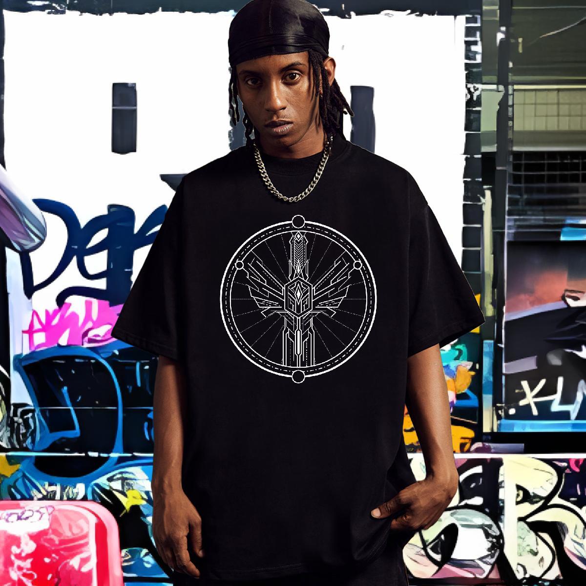 Mens T Shirts 100% Cotton 230g Geometric line Home Outdoor Short Sleeve Soft White Plus Size Mens Tshirts Designer Fashion Loose Clothings