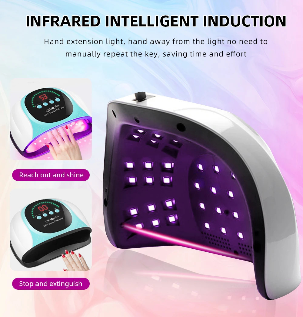 256W UV LED Nail Lamp 57 LEDs Professionals Nail Dryer for Curing All Nail Gel Manicure Lamp with Motion Sensor Nail Salon Use 240729
