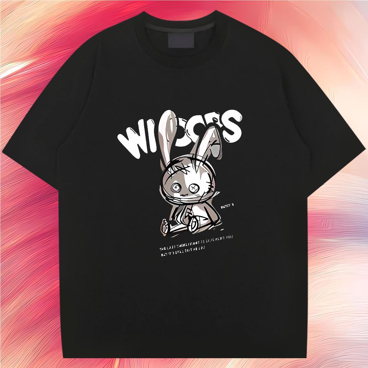 T Shirts Men 230g Cotton rabbit Casual Crew Neck Graphic Men Clothes T-Shirt Designer Fashion Classic Tops Tees