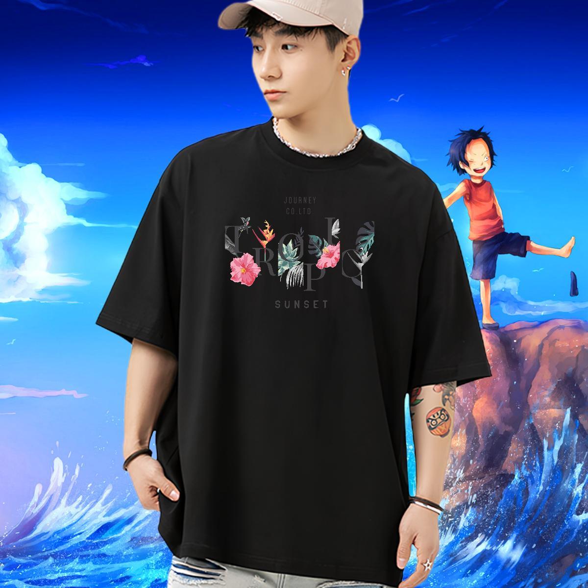Fashion Designer T-Shirts 230g Pure Cotton flower Beach Tees Short Sleeve O-Neck Loose Fit Couples T Shirts Oversized 4XL
