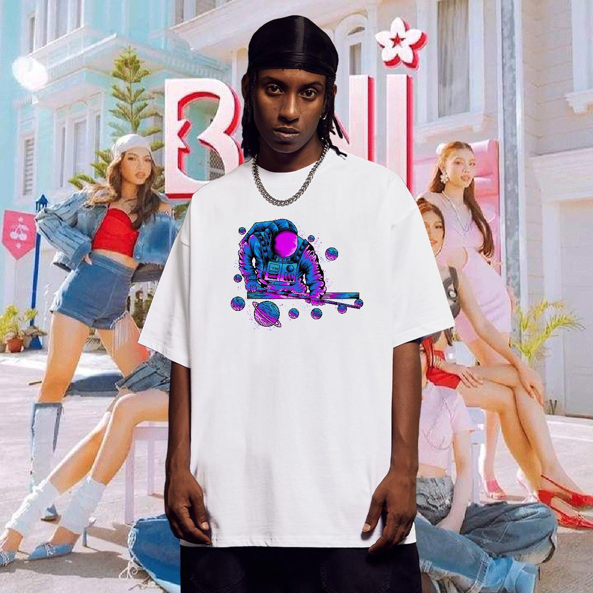 Mens T Shirts 100% Cotton 230g universe Home Outdoor Breathable Crew Neck Oversized 3XL 4XL Tshirts DIY Classic Tops