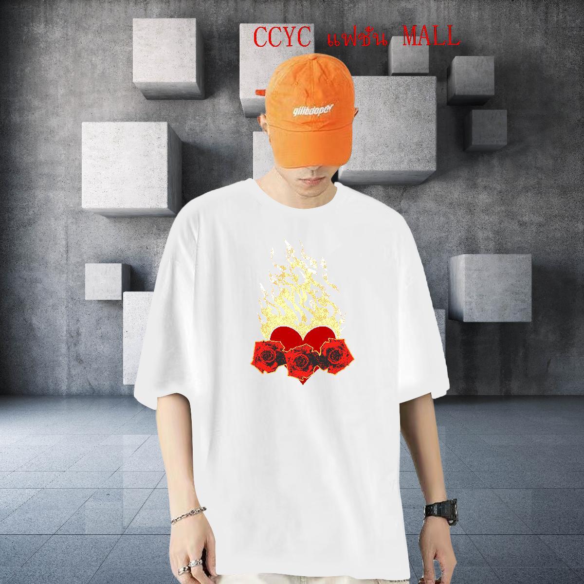 2024 New T-Shirts 230g 100% Cotton painting Spring Summer Top Tees O Neck Short Sleeves Loose Fit Tshirt for Man Woman DIY Printed