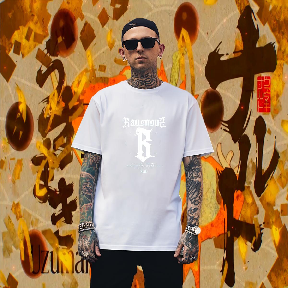 Cool Design Men Clothes T-Shirt 100% Cotton 230g Sport letter Cartoon Print Short Sleeve Soft Fashion Design Men T Shirts Wear