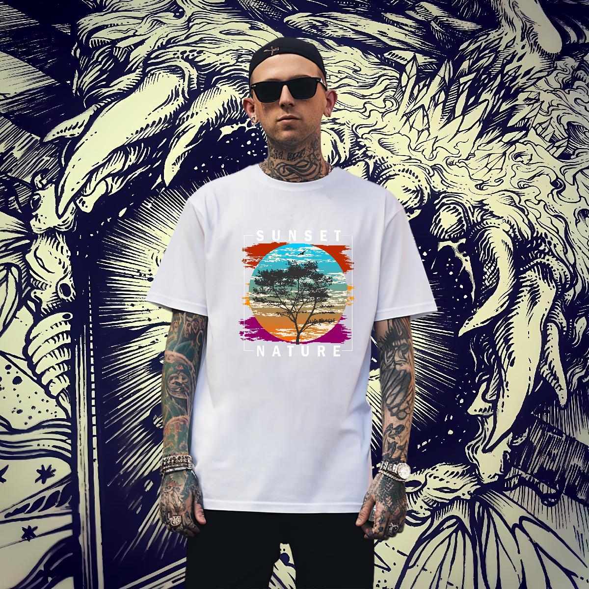 Soft Men Tshirts 230g Pure Cotton Street wear Hip Hop Custom Anime Crew Neck DIY Customized T Shirt For Man Tops Tees