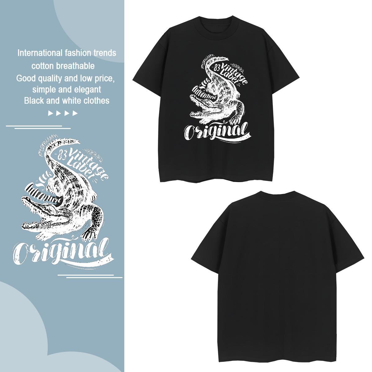 T shirt 230g 100% Cotton crocodile Spring Summer Breathable Soft Oversized Men Tops Tees 2024 Wholesale Tee Shirt