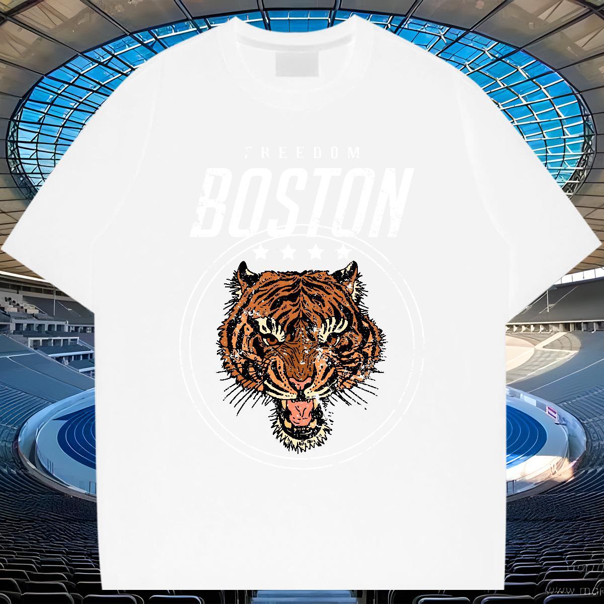 Soft Men Clothes T-Shirt 230g Cotton Casual Beach tiger Custom Cartoon Crew Neck Breathable Customized Man T Shirts Polos